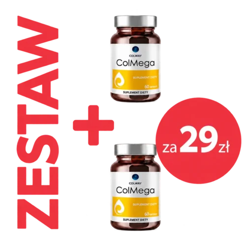 ColMega Duo COLWAY, dwie butelki z żółtą etykietą, druga ColMega za 29 zł